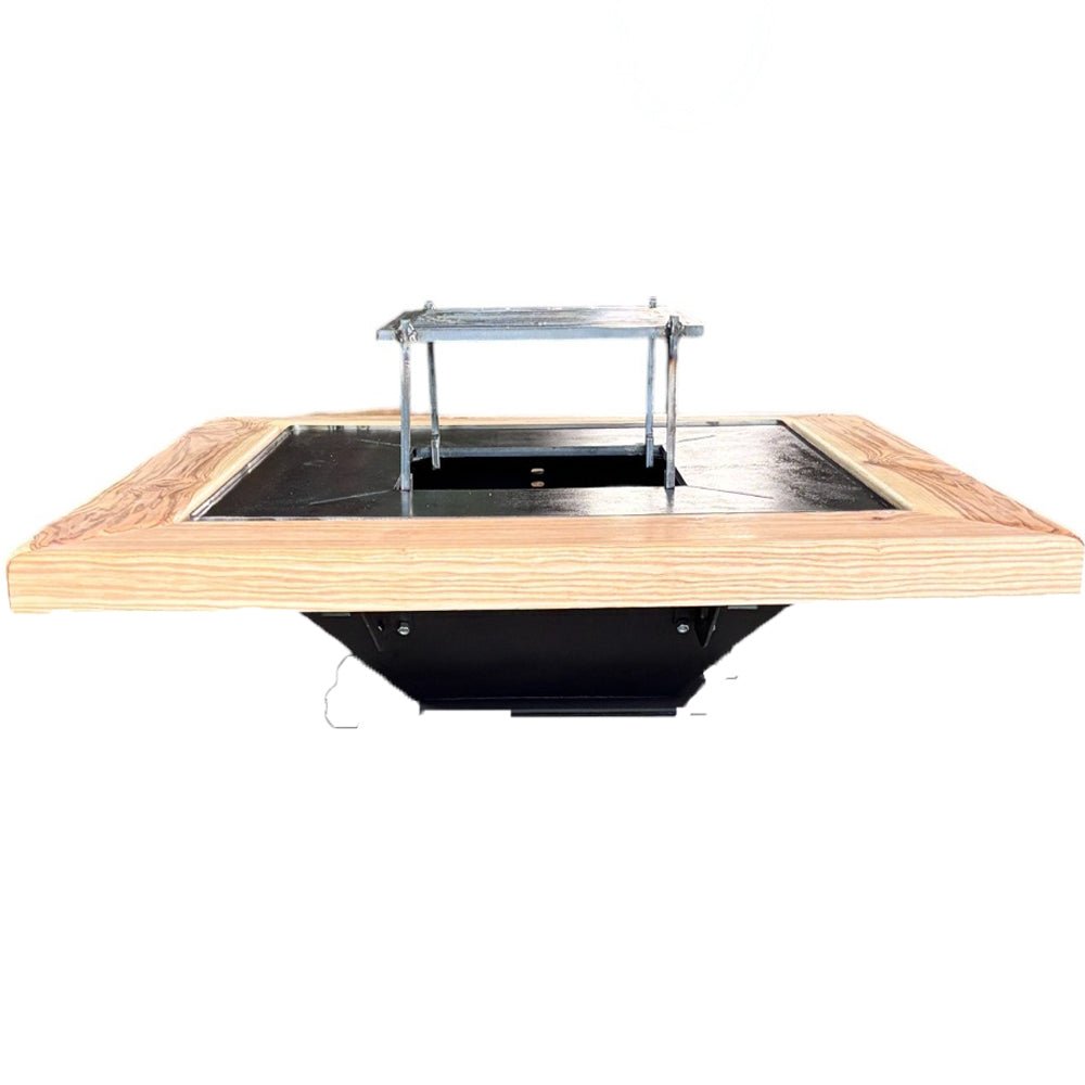 Firepit, plita gratar cu focar, plita incorporabila cu suport ceaun/disc, 75x75 cm+ grill - BUZ.RO