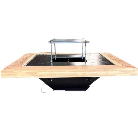 Firepit, plita gratar cu focar, plita incorporabila cu suport ceaun/disc, 75x75 cm+ grill - BUZ.RO