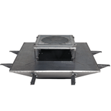 Firepit, plita gratar cu focar, plita incorporabila cu suport ceaun/disc, 75x75 cm+ grill - BUZ.RO