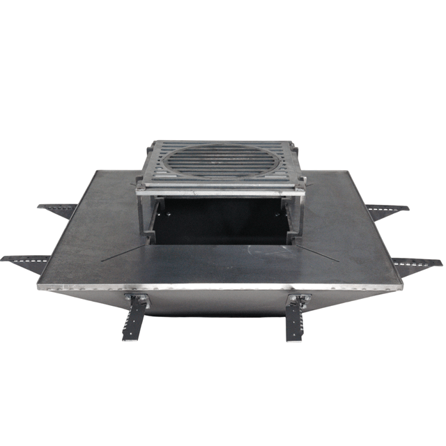 Firepit, plita gratar cu focar, plita incorporabila cu suport ceaun/disc, 75x75 cm+ grill - BUZ.RO