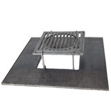Firepit, plita gratar cu focar, plita incorporabila cu suport ceaun/disc, 75x75 cm+ grill - BUZ.RO