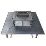 Firepit, plita gratar cu focar, plita incorporabila cu suport ceaun/disc, 75x75 cm+ grill - BUZ.RO