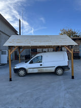 Foisor Pergola Garaj gradina cu kit metalic pergola inclus, 3x4 m, din lemn rindeluit esenta rasinoasa ,10 conectori, inaltime 2.3 metri