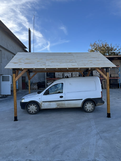 Foisor Pergola Garaj gradina cu kit metalic pergola inclus, 3x4 m, din lemn rindeluit esenta rasinoasa ,10 conectori, inaltime 2.3 metri