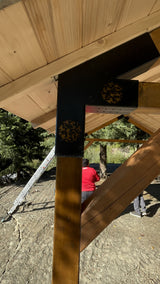 Foisor Pergola Garaj gradina cu kit metalic pergola inclus, 3x4 m, din lemn rindeluit esenta rasinoasa ,10 conectori, inaltime 2.3 metri