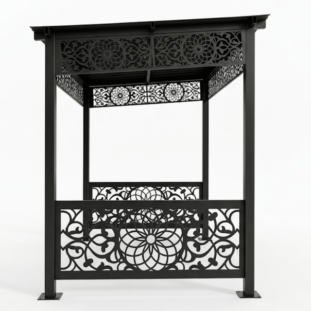 Foisor Metalic Gradina 2x1.8m | Structura Metalica BBQ | Acoperis Gratar tip Pergola - BUZ.RO