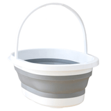 Galeata pliabila, portabila, din silicon si plastic 44x18.5x31.5 cm, alb/gri, 12 litri - BUZ.RO