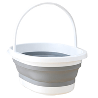 Galeata pliabila, portabila, din silicon si plastic 44x18.5x31.5 cm, alb/gri, 12 litri