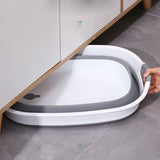Galeata pliabila, portabila, din silicon si plastic 44x18.5x31.5 cm, alb/gri, 12 litri - BUZ.RO
