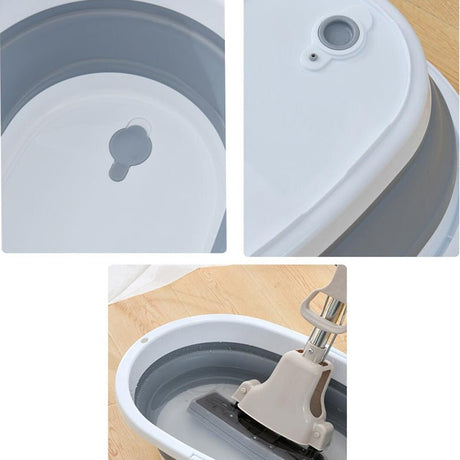 Galeata pliabila, portabila, din silicon si plastic 44x18.5x31.5 cm, alb/gri, 12 litri - BUZ.RO