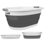 Galeata pliabila, portabila, din silicon si plastic 53.5x38x24 cm, alb/gri, 24 litri - BUZ.RO