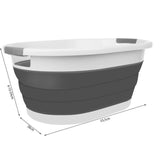 Galeata pliabila, portabila, din silicon si plastic 53.5x38x24 cm, alb/gri, 24 litri - BUZ.RO