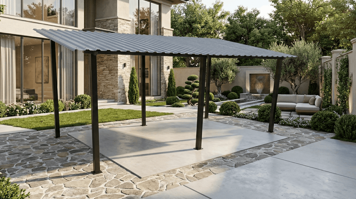 Garaj,Pergola,Pavilion de gradina,Acoperis Masina, Metal,Modular, 3 x 5 m - BUZ.RO