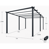 Garaj,Pergola,Pavilion de gradina,Acoperis Masina, Metal,Modular, 3 x 5 m - BUZ.RO