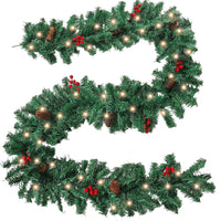 Ghirlanda de craciun, cu merisoare si conuri, instalatie, din brad artificial, 270 cm