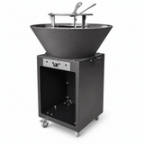 Gratar cu Plita Rotunda 62 cm, Fire Pit, Grill si Suport Ceaun, pe Roti - BUZ.RO