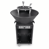Gratar cu Plita Rotunda 62 cm, Fire Pit, Grill si Suport Ceaun, pe Roti - BUZ.RO