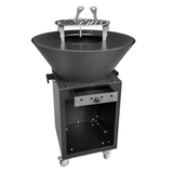 Gratar cu Plita Rotunda 62 cm, Fire Pit, Grill si Suport Ceaun, pe Roti - BUZ.RO