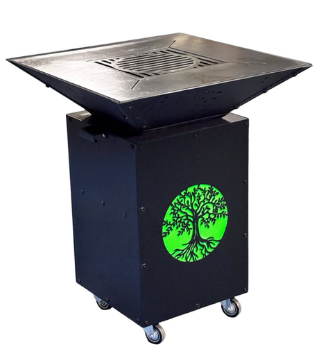 Gratar de gradina, 5 in 1 ,fire pit cu Plita 10 mm Otel , Suport Ceaun/Disc , Gratar de curte , Personalizabil , Copacul Vietii - BUZ.RO