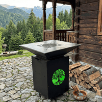 Gratar de gradina, 5 in 1 ,fire pit cu Plita 10 mm Otel , Suport Ceaun/Disc , Gratar de curte , Personalizabil , Copacul Vietii