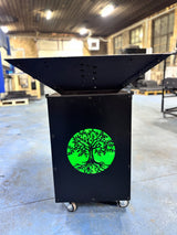 Gratar de gradina, 5 in 1 ,fire pit cu Plita 10 mm Otel , Suport Ceaun/Disc , Gratar de curte , Personalizabil , Copacul Vietii - BUZ.RO