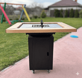 Gratar de gradina 5 in 1 | fire pit|Plita 10|8|6 mm|Blat din Lemn|Suport Ceaun/Disc blat Frasin - BUZ.RO