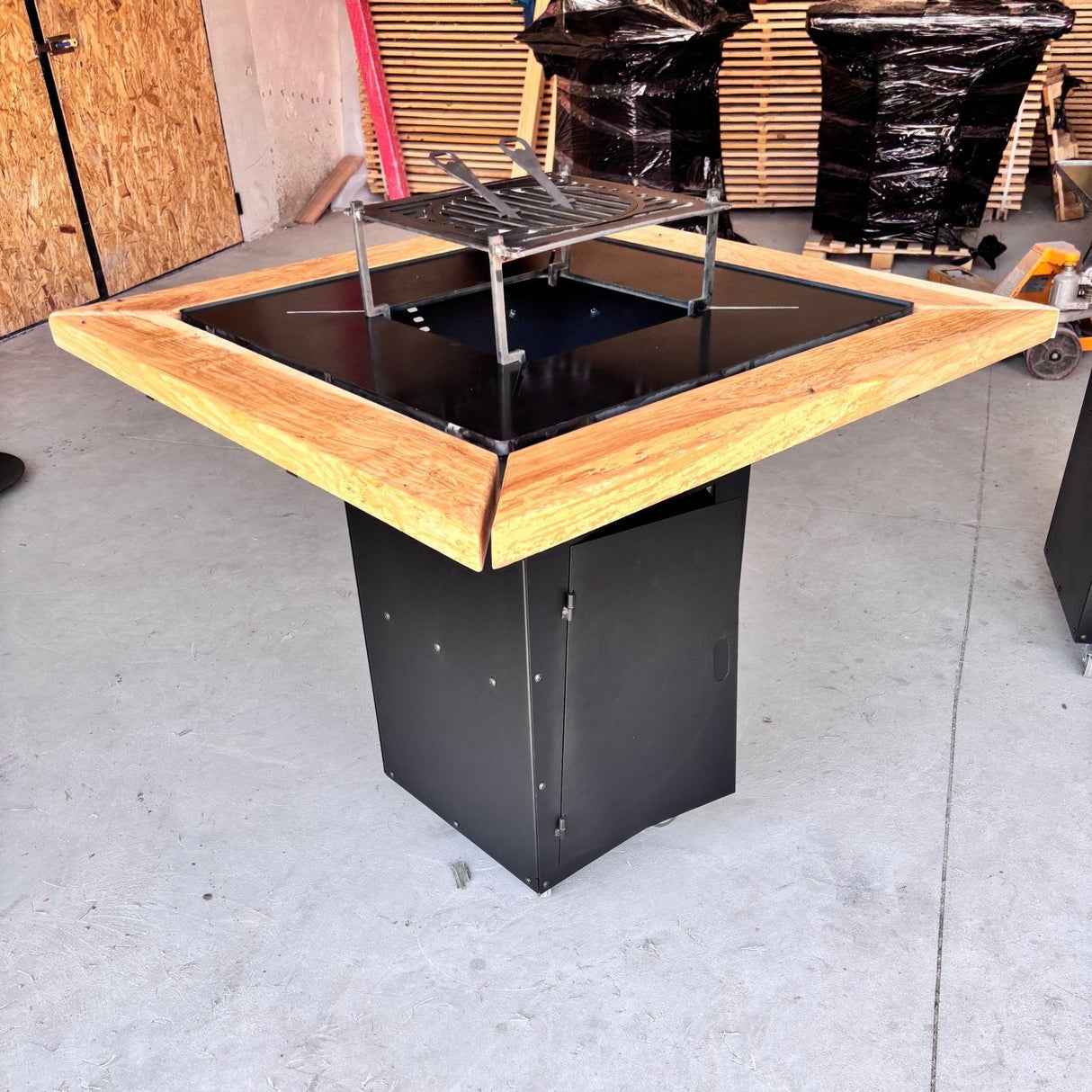 Gratar de gradina 75x75 cm fire pit cu Plita 6, 8 sau 10 mm Otel dur - BUZ.RO