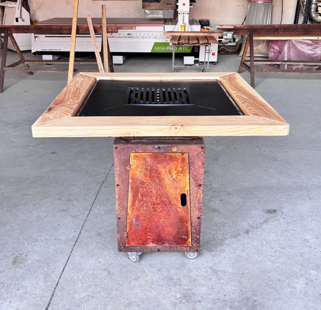 Gratar de gradina Corten Plita 10, 8 sau 6 mm 75x75 cm fire pit - BUZ.RO