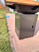 Gratar de gradina Demontabil, 5 in 1 ,fire pit cu Plita 10 mm Otel 72x 72 cm ,Cu Blat din Lemn,Suport Ceaun/Disc ,Gratar de curte - BUZ.RO