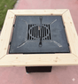 Gratar de gradina FirePit 107x107cm| plita 75x 75 cm din otel| 8/10 mm| blat de lemn tiraj reglabil si sertar cenusa - BUZ.RO