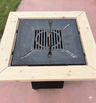 Gratar de gradina FirePit 107x107cm| plita 75x 75 cm din otel| 8/10 mm| blat de lemn tiraj reglabil si sertar cenusa - BUZ.RO