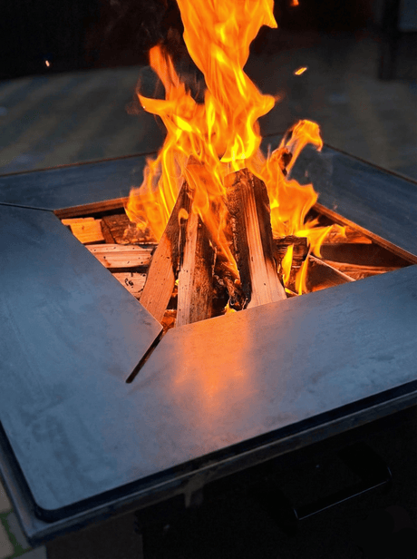 Gratar de gradina, plita 75x75 cm fire pit cu grosime 6, 8 sau 10 mm, Otel dur, fara blat - BUZ.RO