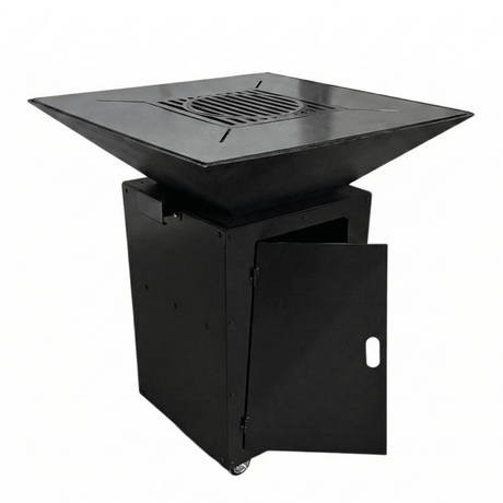 Gratar de gradina, plita 75x75 cm fire pit cu grosime 6, 8 sau 10 mm, Otel dur, fara blat - BUZ.RO