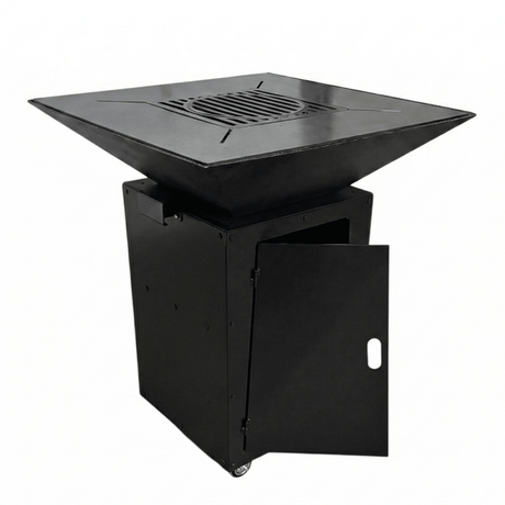 Gratar de gradina, plita 75x75 cm fire pit cu grosime 6, 8 sau 10 mm, Otel dur, fara blat - BUZ.RO