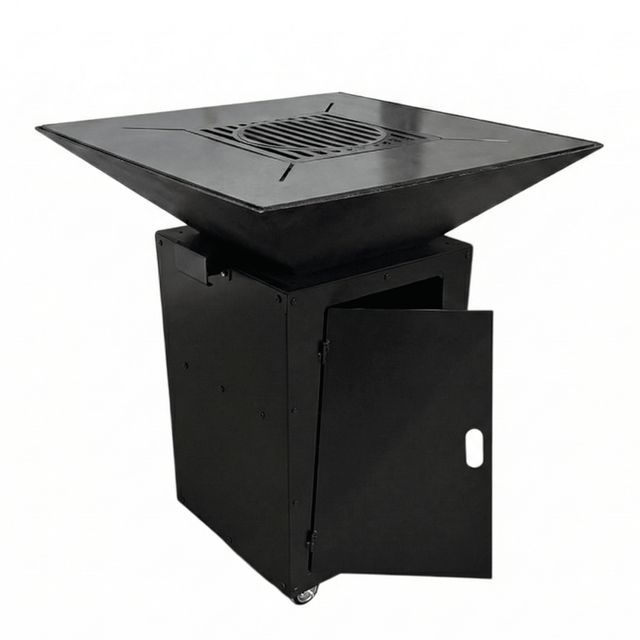 Gratar de gradina, plita 75x75 cm fire pit cu grosime 6, 8 sau 10 mm, Otel dur, fara blat - BUZ.RO