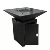 Gratar de gradina, plita 75x75 cm fire pit cu grosime 6, 8 sau 10 mm, Otel dur, fara blat