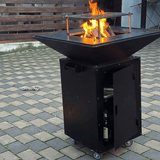 Gratar de gradina, plita 75x75 cm fire pit cu grosime 6, 8 sau 10 mm, Otel dur, fara blat - BUZ.RO
