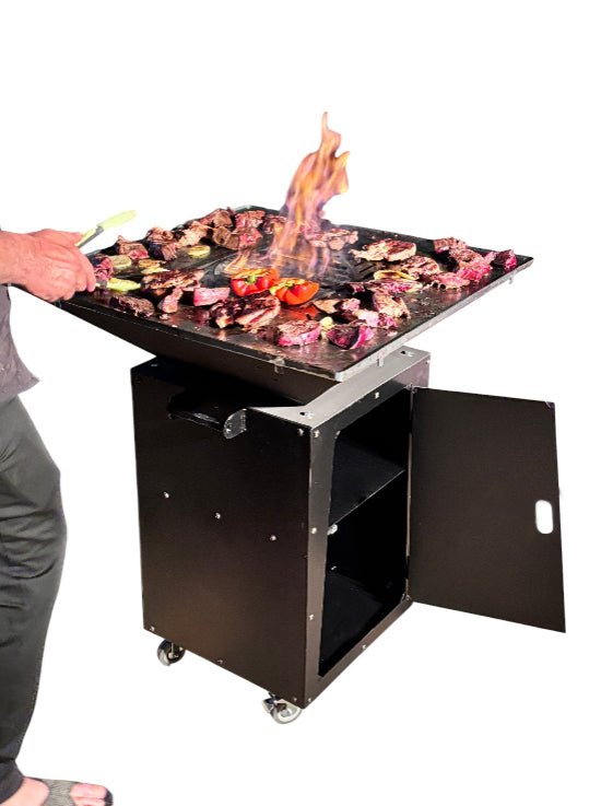 Gratar de gradina, plita 75x75 cm fire pit cu grosime 6, 8 sau 10 mm, Otel dur, fara blat - BUZ.RO