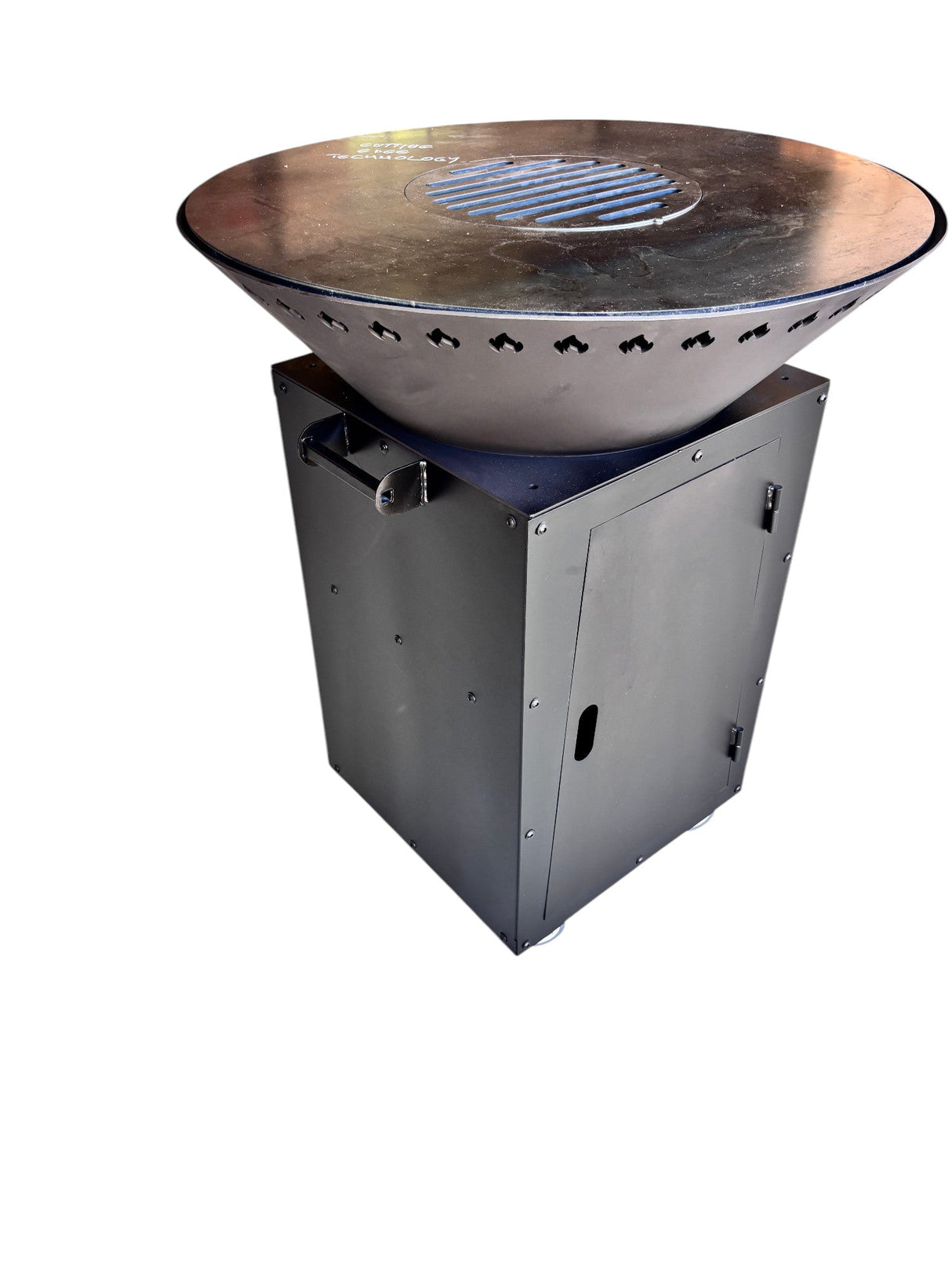 Gratar de gradina Rotund 4 in 1 diametru 75 cm firepit Flacari cu Plita rotunda 10 mm Otel dur - BUZ.RO