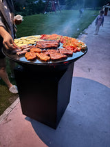 Gratar de gradina Rotund 4 in 1 diametru 75 cm firepit Flacari cu Plita rotunda 10 mm Otel dur - BUZ.RO