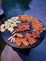 Gratar de gradina Rotund 4 in 1 diametru 75 cm firepit Flacari cu Plita rotunda 10 mm Otel dur - BUZ.RO