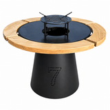 Gratar de gradina VIP fire pit 107cm| plita de 75cm|10mm cu Blat din lemn Tiraj reglabil si Cenusar PERSONALIZABIL - BUZ.RO