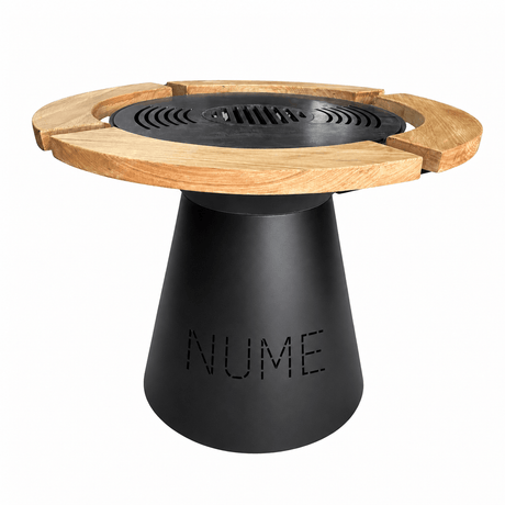 Gratar de gradina VIP fire pit 107cm| plita de 75cm|10mm cu Blat din lemn Tiraj reglabil si Cenusar PERSONALIZABIL - BUZ.RO