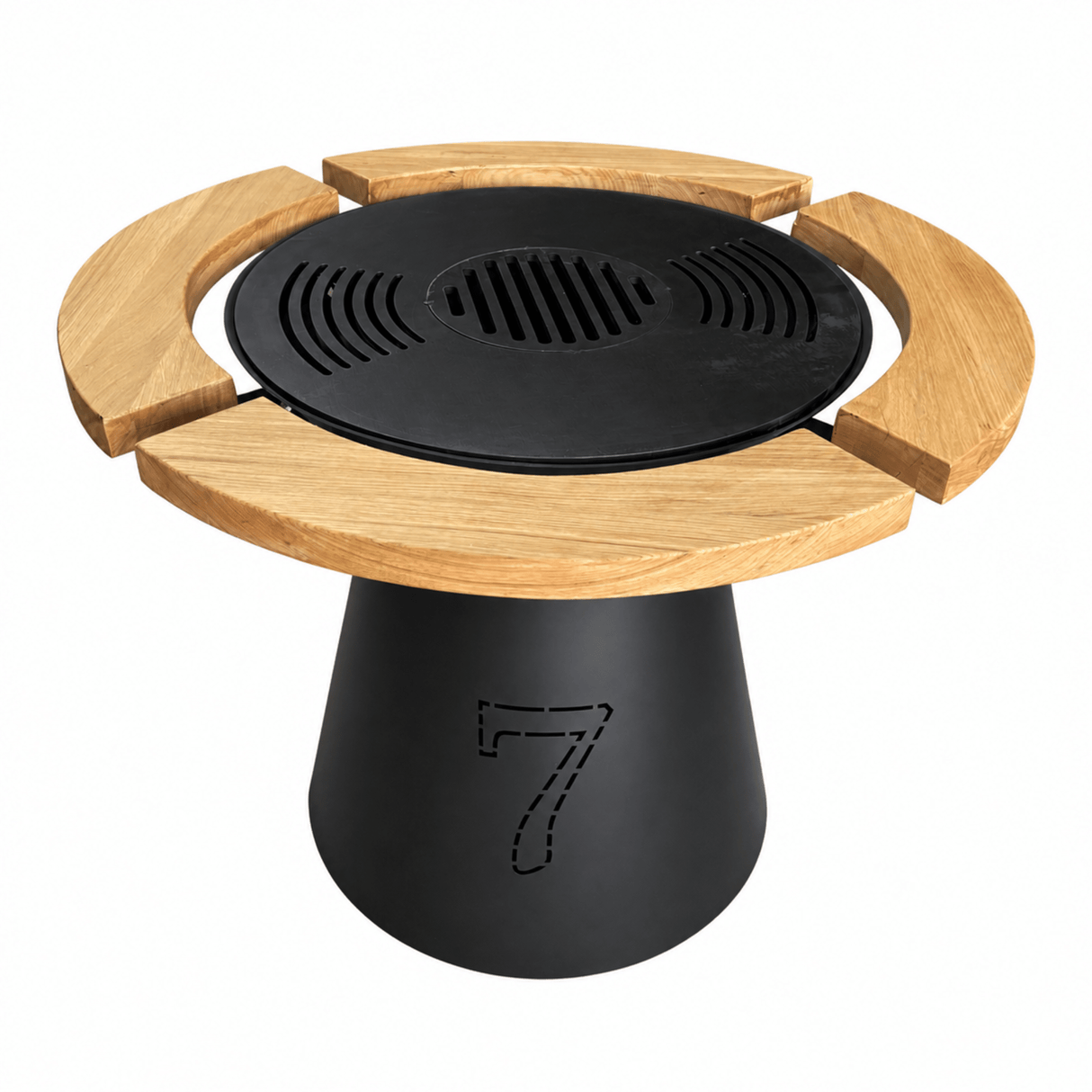 Gratar de gradina VIP fire pit cu Blat din lemn si Plita 10 mm - BUZ.RO