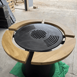 Gratar de gradina VIP fire pit cu Blat din lemn si Plita 10 mm - BUZ.RO