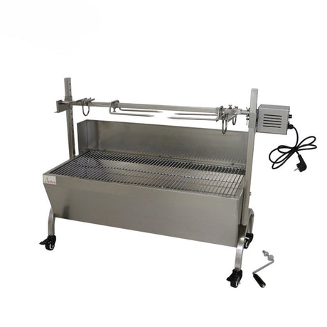 Gratar electric, rotisor, protap, mobil, din otel inoxidabil, dimensiuni 114x23x40cm - BUZ.RO
