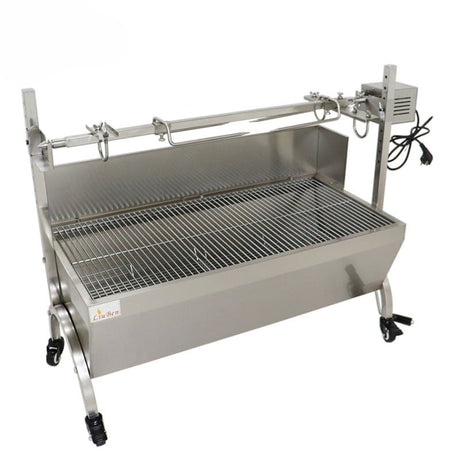 Gratar electric, rotisor, protap, mobil, din otel inoxidabil, dimensiuni 114x23x40cm - BUZ.RO