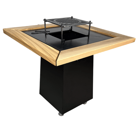 Grătar Grădină 4în1 | Plită 8 - 10mm | Lemn Frasin | Lumini - BUZ.RO