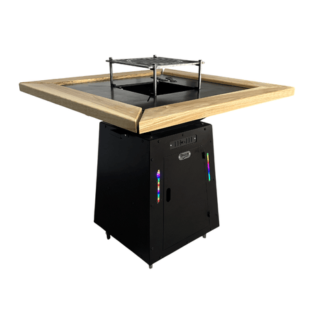 Grătar Grădină 4în1 | Plită 8 - 10mm | Lemn Frasin | Lumini - BUZ.RO