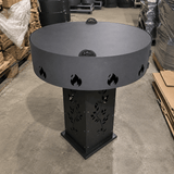 Gratar Gradina 4in1 Rotund plita 90cm |grosime 10 mm Fire Pit din fier pe lemne| terasa|multifunctional cu suport ceaun inclus - BUZ.RO